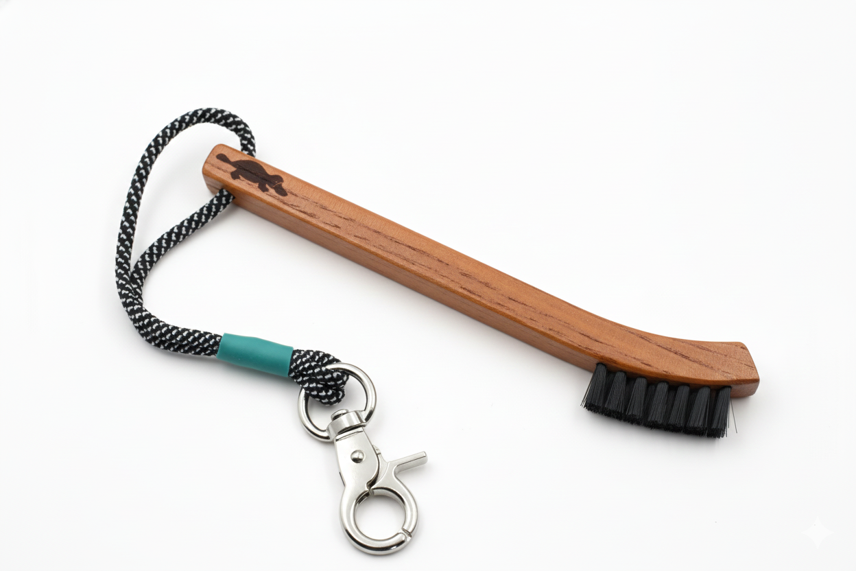 Platypus Hickory Wood golf brush with metal clip
